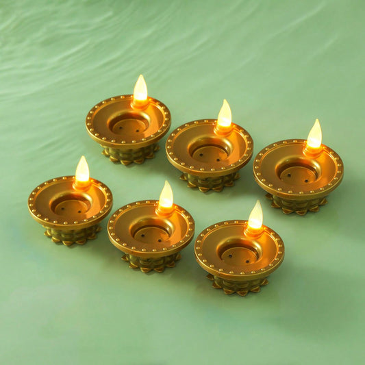 Golden Water Sensor Diya - Pack of 6