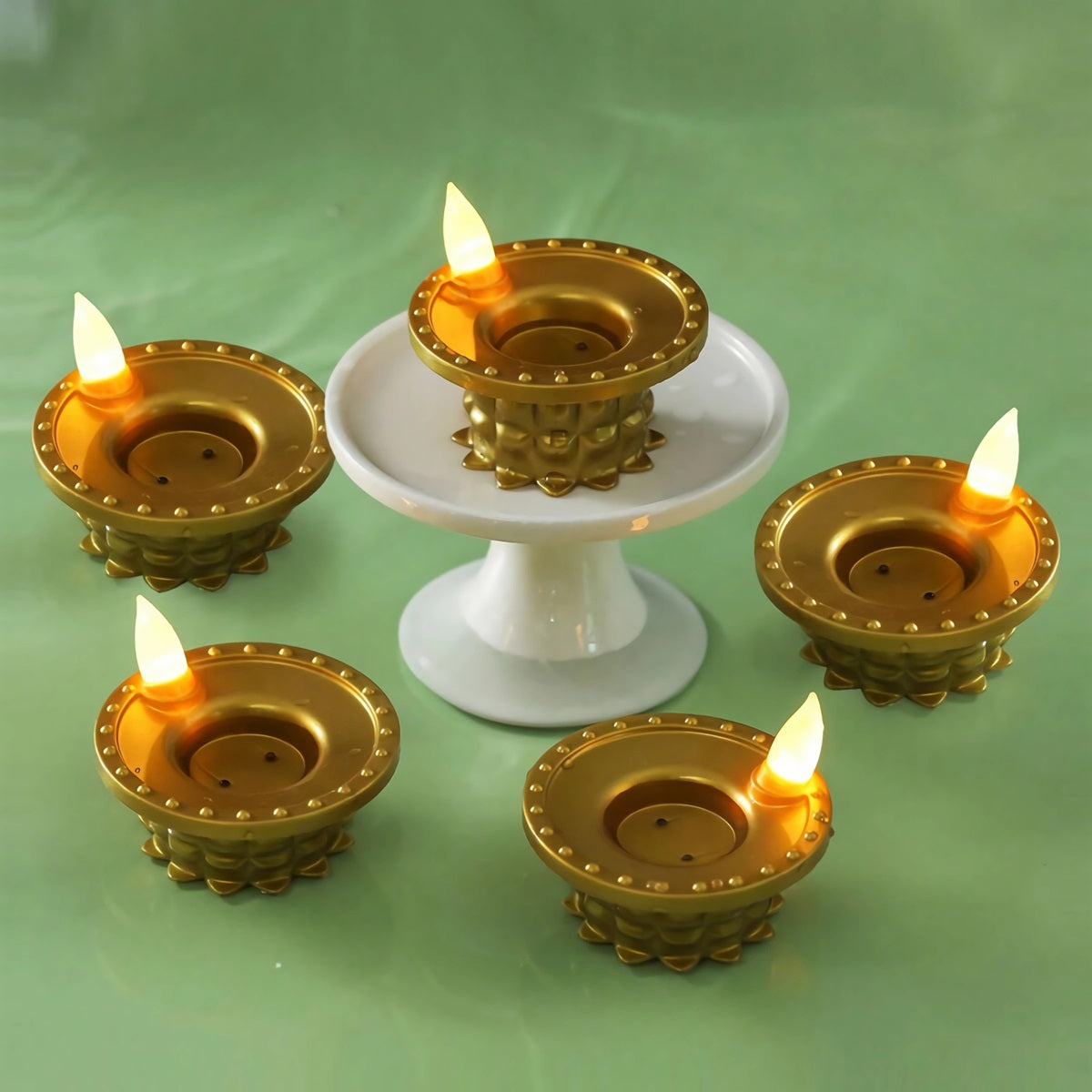 Golden Water Sensor Diya - Pack of 6